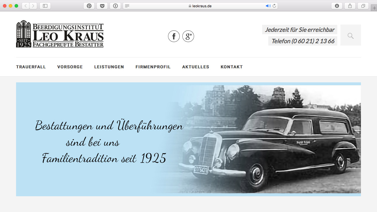 Bestatter Homepage Leo Kraus Startseite