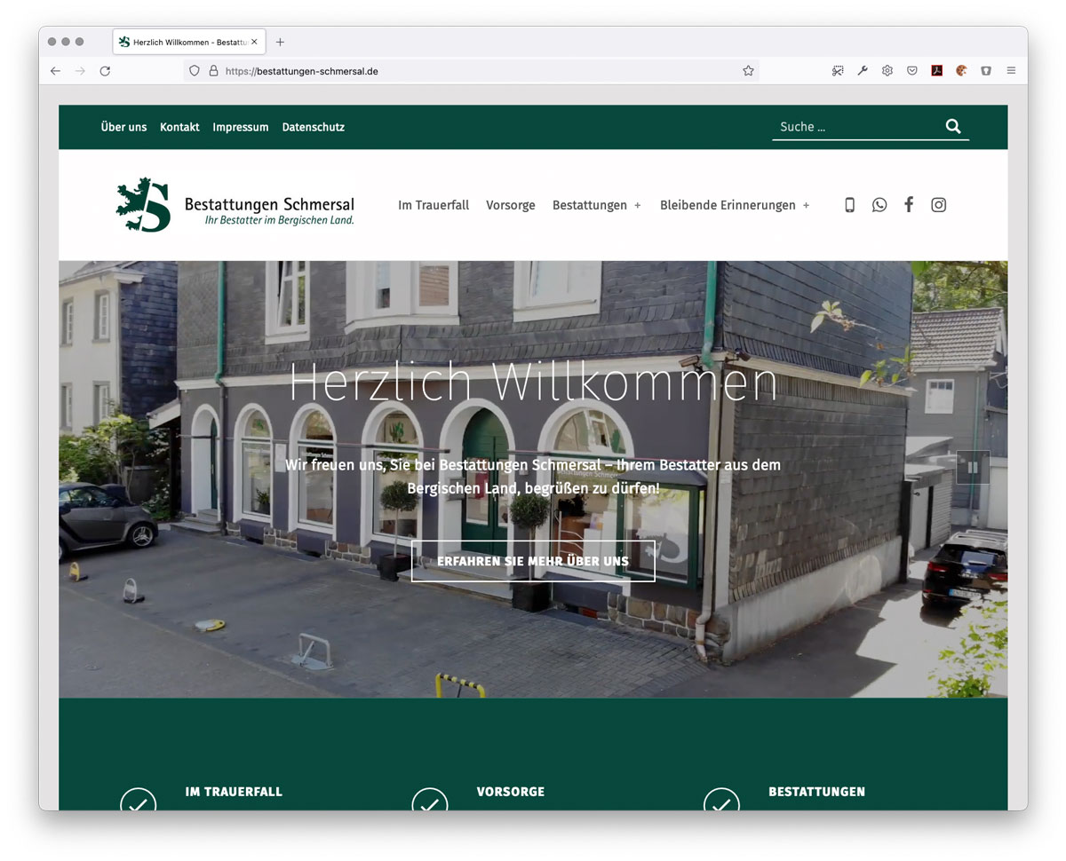Webseite Bestattungen Schmersal