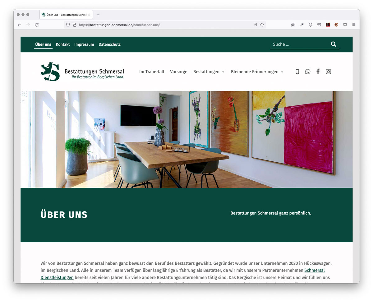 Webseite Bestattungen Schmersal